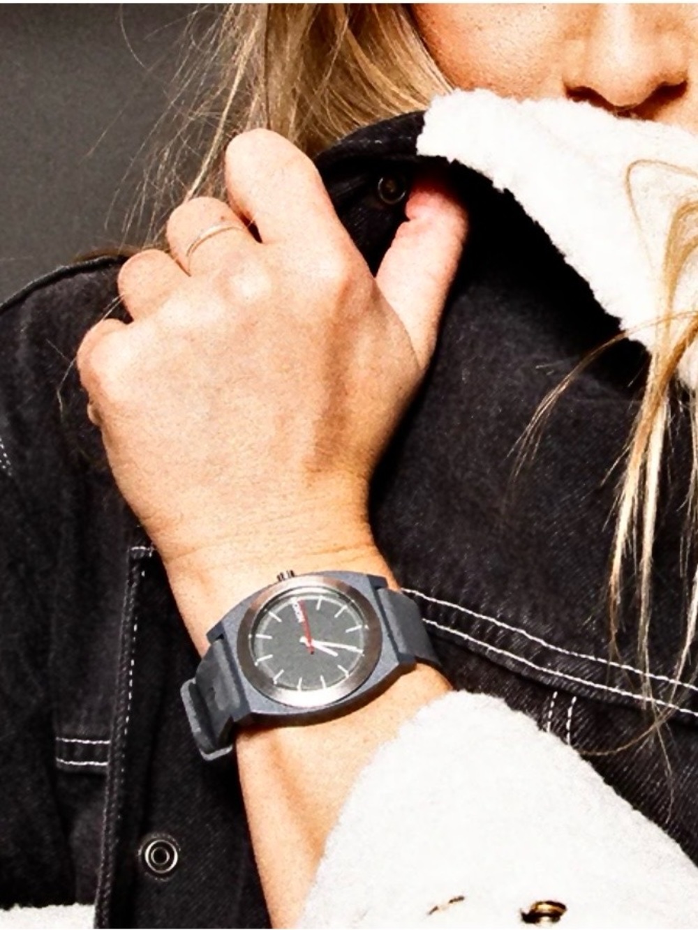Nixon Unisex Time Teller Silicone Strap Asphalt Speckle NIB